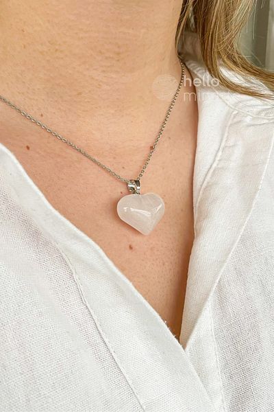 Hello Minaste Crystal Quartz Stone Chainless Heart Pendant