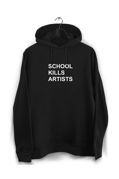 YEACHY Φούτερ με στάμπα Unisex Black School Kills Artist