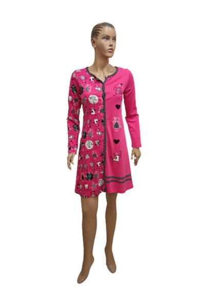 MasmaviMilla Γυναικείο ροζ νυχτικό με κουμπιά