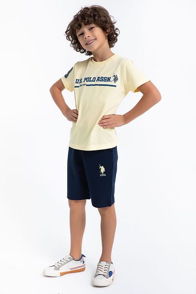 U.S. Polo Assn. Us1030 U.S. Polo Assn Classic Light Yellow Boys Bermuda Set