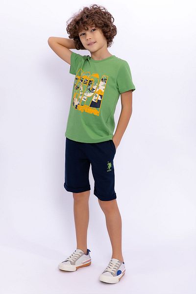 U.S. Polo Assn. Costum Bermudă Verde Iarbă pentru Băiat - De bază