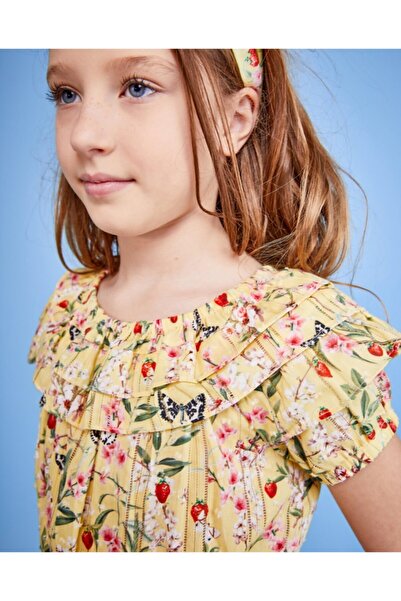 Pan Con Chocolate Girl's Short Sleeve Blouse Yellow