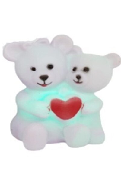 Ahi Led Işıklı Kalpli Ayıcık ve Sevgilisi