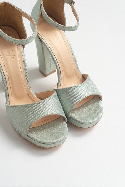 Luvi 08k15 Grün gestreifte Damenschuhe mit Absatz
