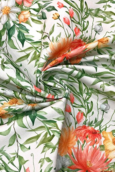 SUZANİ Antik Çiçek Desenli Dijital Baskılı Kumaş Kms-1371