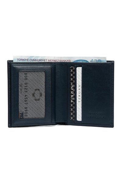 Tergan Navy Blue Leather Men's Wallet 01503h86