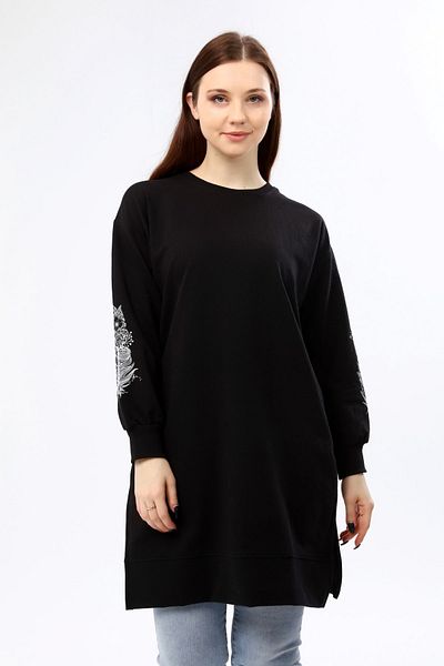 Birol Triko Women's Patterned Black Tunic
