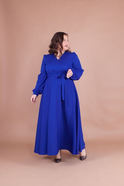 Bidoluelbise Γυναικείο φόρεμα Sax Blue Plus Size Maxi Boy