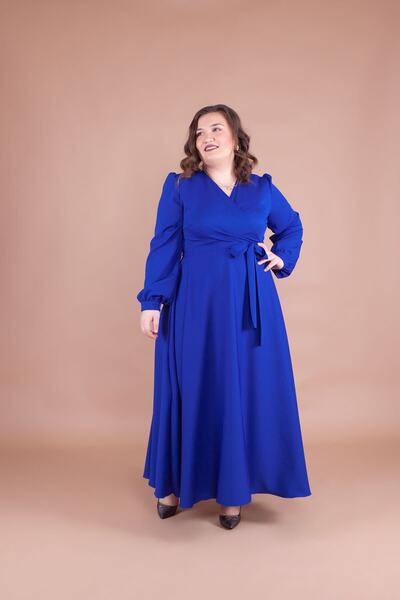 Bidoluelbise Γυναικείο φόρεμα Sax Blue Plus Size Maxi Boy