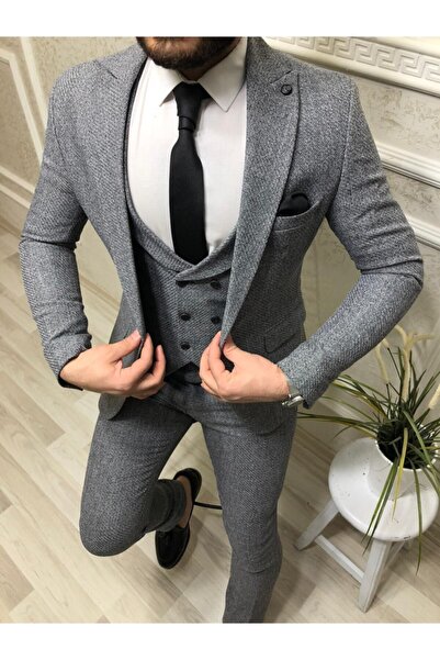 CXFASHİON Cx Fashion Slim Fit Gri Takım Elbise
