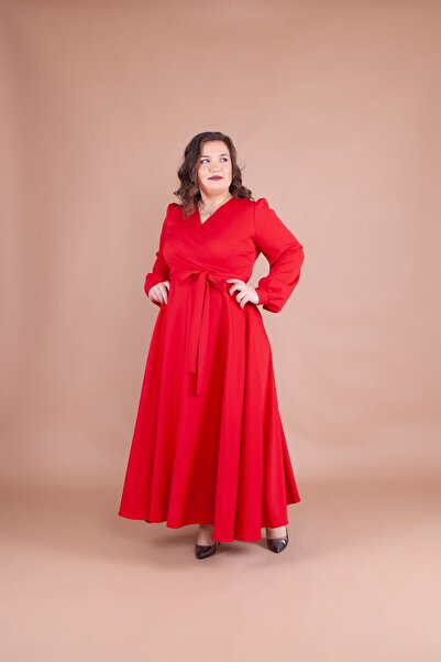 Bidoluelbise Women's Red Plus Size Maxi Dress