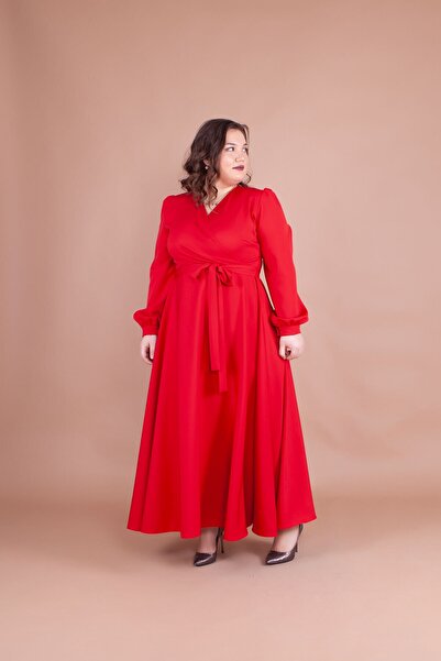 Bidoluelbise Women's Red Plus Size Maxi Dress