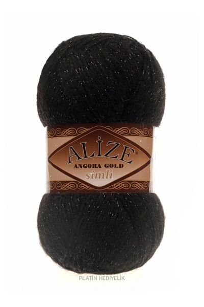 Alize (5 τεμάχια) Angora Gold Glitter 60 Μαύρα Πλεκτά Νήματα Γιλέκο Ζακέτα Κλωστή Φουλάρι Πουλόβερ