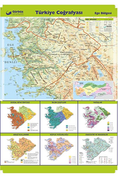 Gürbüz Yayınları Ege Bölgesi Haritası 70x100 Çıtalı