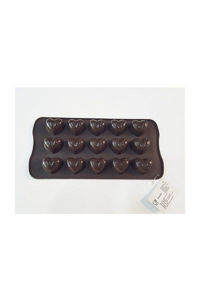 Papel 15-Piece Silicone Brown Heart Shaped Chocolate Mold