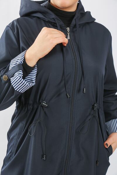 Aşkı Endam Жіночий великий розмір з подвійними рукавами, з лініями на внутрішній стороні, з капюшоном, тренчкот