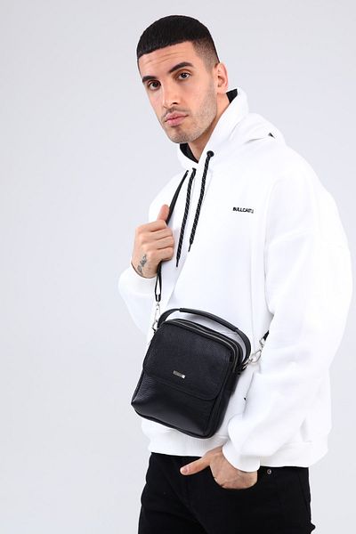 DERKON Hand-Hold Genuine Leather Crossbody Men's Bag