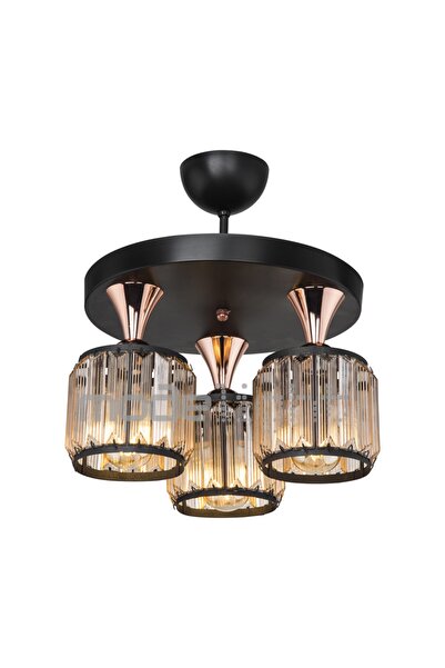 Modelight Haliç 3lü Plafonyer Avize Siyah / Bakır