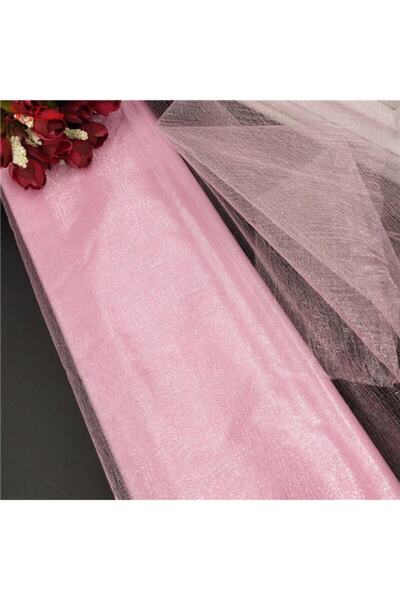 Huzur Party Store Βρεφικό ροζ χρώμα 50 μέτρα τούλι με κρυστάλλινες μπάλες πλά...