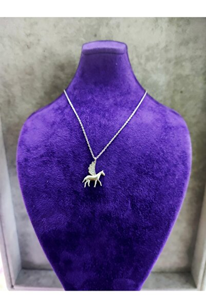 sarıyer silver Unicorn Taşlı Pegasus Gümüş Kadın Kolye 925 Ayar Aşk Sevgili H...