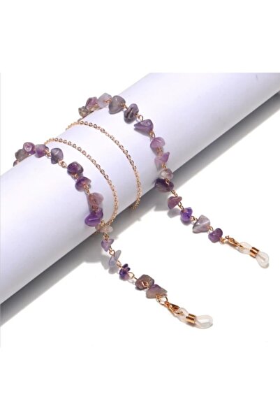 Genel Markalar Ametist Taşı Boncuklu Kadın Güneş Gözlüğü Zinciri Gözlük Ipi Askısı Aksesuarı