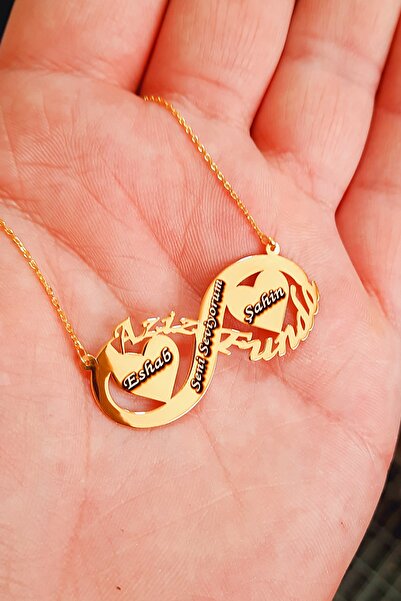 MidyatMelekSilver Isimli Ve Kalpli Sonsuzluk Kadın Gümüş Kolye