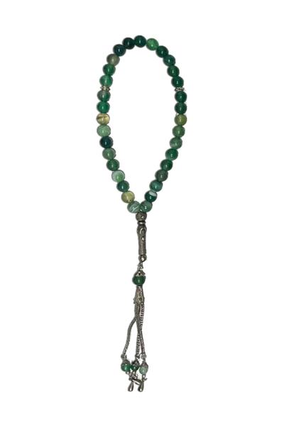 SUFİ HEDİYELİK EŞYA شفاء العقيق الأخضر حجر الحجر الطبيعي مسبحة