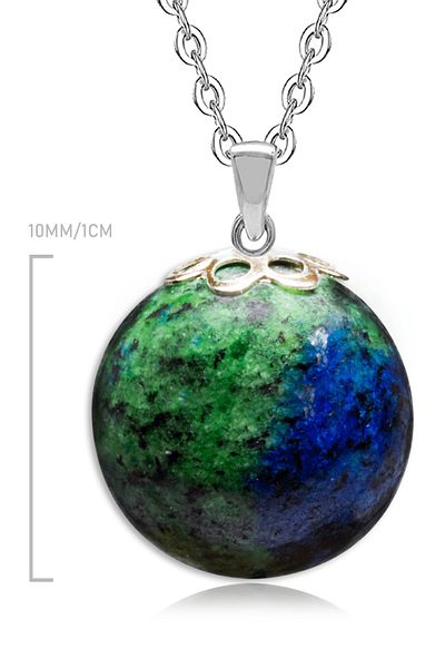 Tesbih Atölyesi Certified Natural Blue Green Azurite Stone Necklace
