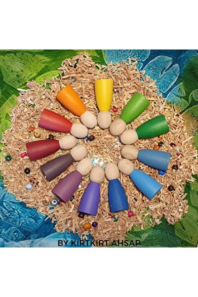 kırtkırt ahşap والتورف قوس قزح فريندز 12 قطعة – أوتاد قوس قزح