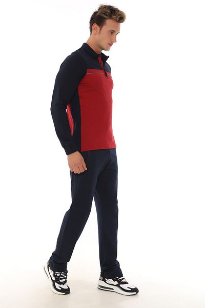 FORE SPORT Men's Red Polo Neck Long Sleeve T-Shirt Tracksuit Set