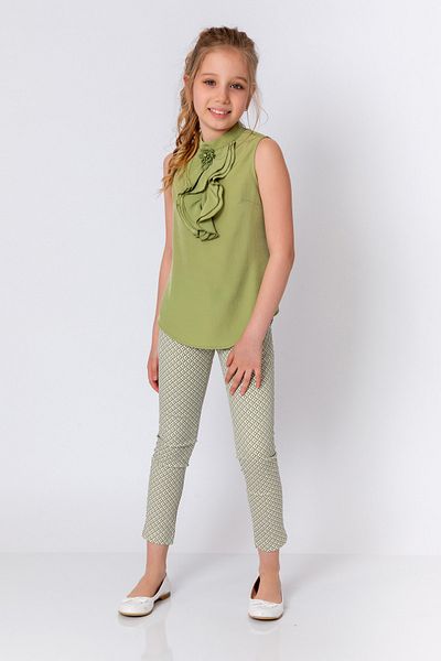 incity Girl's Patterned Khaki Green Pants