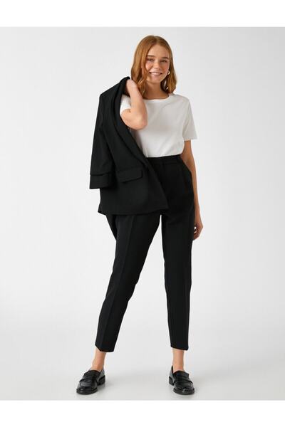 Koton Women's Black Carrot Trousers with Pockets 2Sak40190Uw