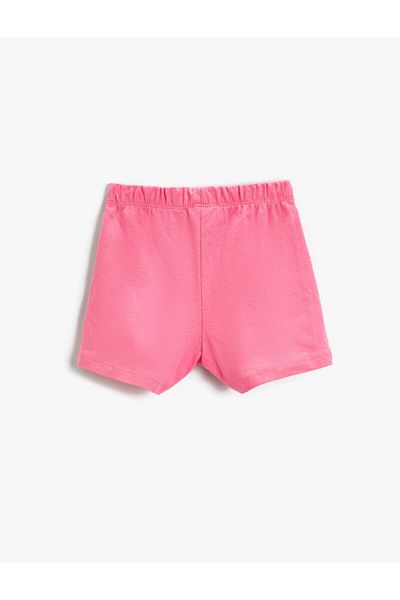 Koton Girl's Flamingo Printed Shorts Cotton with Lace Waist
