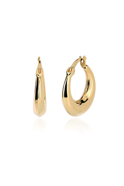 Coşar Silver Altın Kaplamalı Bombeli Gümüş Halka Küpe