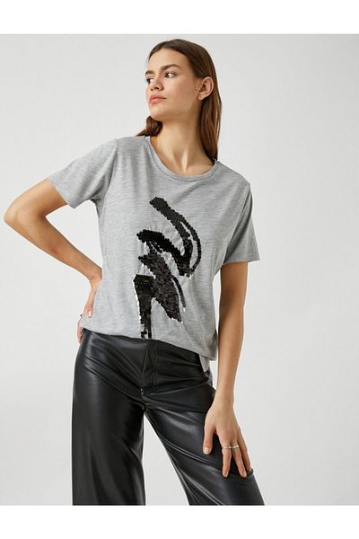 Koton Crew Neck Short Sleeve Printed T-Shirt