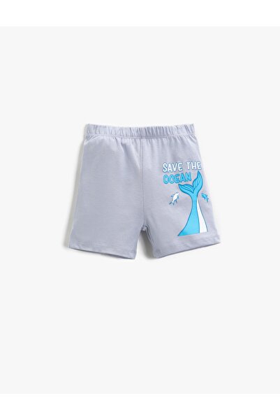 Koton Erkek Çocuk Baskılı Beli Lastikli Şort Pamuklu