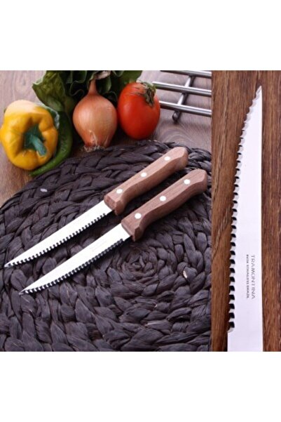 Genel Markalar 12'li Tramontina Paslanmaz Çelik Ahşap Saplı Biftek Bıçağı Seti