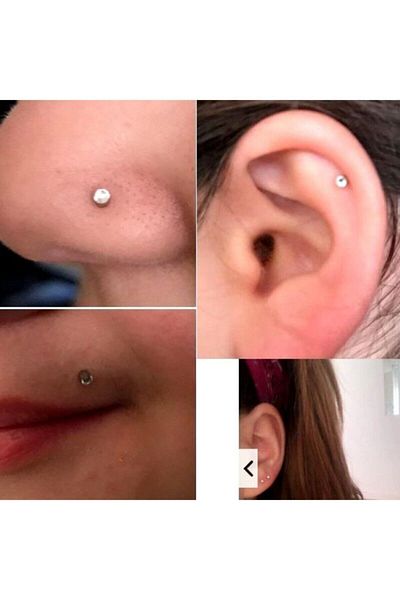 Market66 3mm Magnet Earrings with Thin White Zircon Stone 1 Pair Nose Ear Lip Rings Magnetic Steel