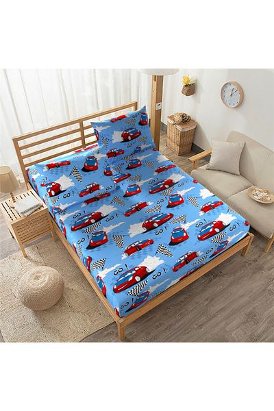 SNR HOME COLLECTION طقم ملاءات مطاطية لغرفة الأطفال من القطن مقاس 120x200 كرتون
