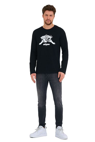 Adams Μακρυμάνικο μπλουζάκι Tiger Printed Crew Neck 100% βαμβακερό