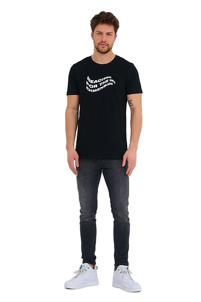 Adams Text Printed Crew Neck Cotton Short Sleeve T-Shirt