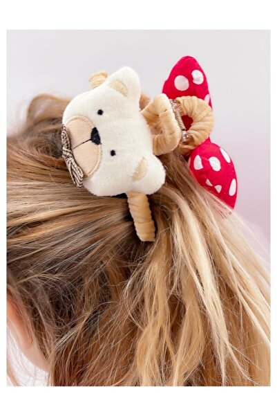 QUEEN AKSESUAR Ursuleț de pluș pufos mare de pluș Cataramă cu arc cu buline C...