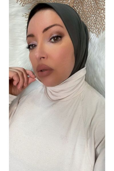 Nilbutik Women's Hijab Anthracite Snap-Fast Neck Collar Hijab Bonnet Model Scarf Shawl