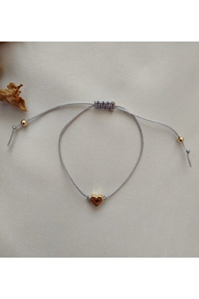 Galibarda Makrome Ip Bileklik-gri-kalp