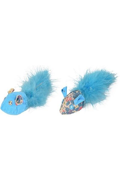 Flamingo Blue Marly Mouse Cat Toy - 3.5 cm