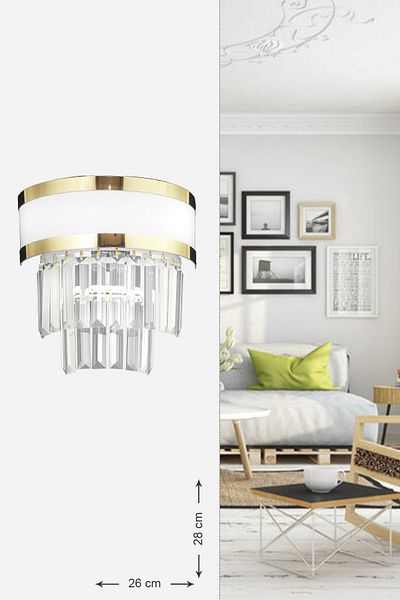 Avizemoda Dora Gold Striped Crystal Stone Luxury Sconce (white-gold)