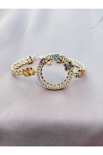 GEZERGOLD TAKI Yarım Altın Bileklik Altın Kaplama Halat Zincirli