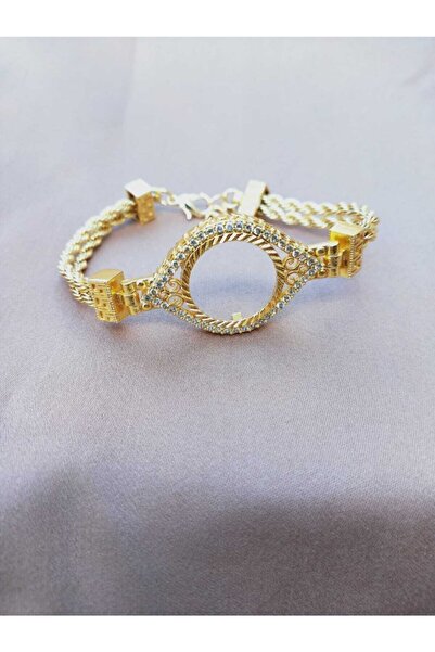 GEZERGOLD TAKI Çeyrekli Bileklik Altın Kaplama Halat Zincirli