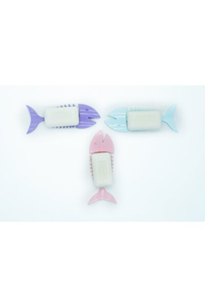 Melkan Home Δοχείο σαπουνιού σιλικόνης 3 τεμαχίων Δοχείο σαπουνιού ψαριού Αντιολισθητικό δοχείο σαπουνιού σιλικόνης Μωβ τιρκουάζ σε σκόνη