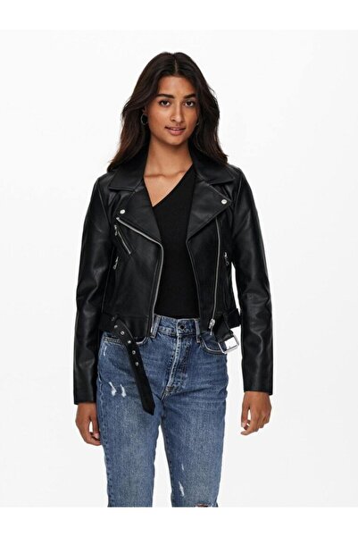 ONLY 15232135 Onlvera Faux Leather Bıker Cc Otw Kadın Pıu Suni Deri Ceket